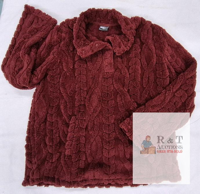 NEW 32 Degrees HEAT Teddy Cable-Knit Pullover Sweater, Burgundy, XXL, Ultra Plush Fleece, Long Sleeve