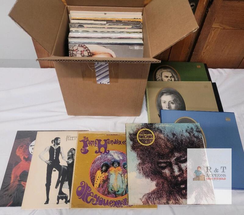 Box of Vinyl Records: Bowie, Fleetwood Mac, Hendrix, Time Life Great Men of Music Sets