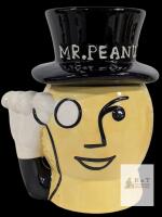 Planters Mr. Peanut Ceramic Cookie Jar 10.5" Tall with Lid, 1980s Collectible, UPC 029000295312