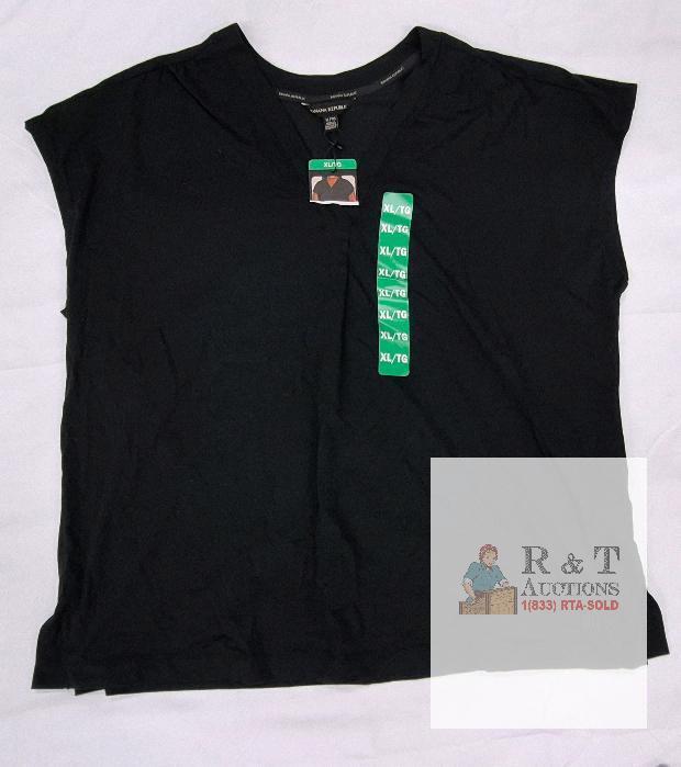 NEW Banana Republic Women's Black V-Neck Cap Sleeve T-Shirt XL New with Tags Cambodia
