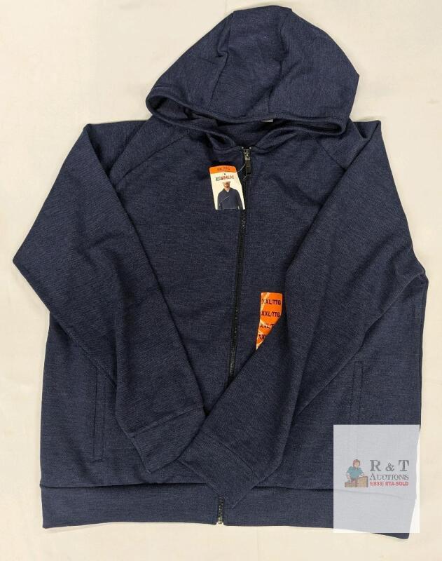 NEW 32 Degrees HEAT Men's Full Zip Hoodie, XXL, Dark Blue, Cotton-Blend, Moisture-Wicking, Pockets