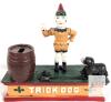 Trick Dog Cast Iron Mechanical Bank, Reproduction, 8.5" Length, Barrel Coin Slot, Hand-Painted