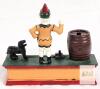 Trick Dog Cast Iron Mechanical Bank, Reproduction, 8.5" Length, Barrel Coin Slot, Hand-Painted - 5
