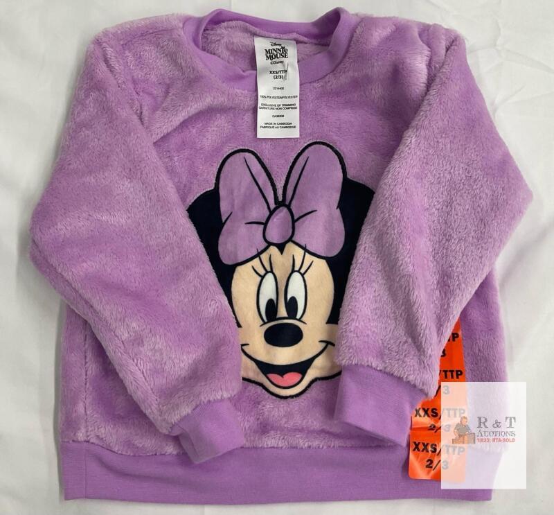 NEW Disney Minnie Mouse Toddler Sweatshirt XXS 2T/3T Plush Lavender Long Sleeve Pullover