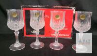 Cristal d'Arques Longchamp Wine Glasses Set of 4, France, 6 oz Crystal, Original Box