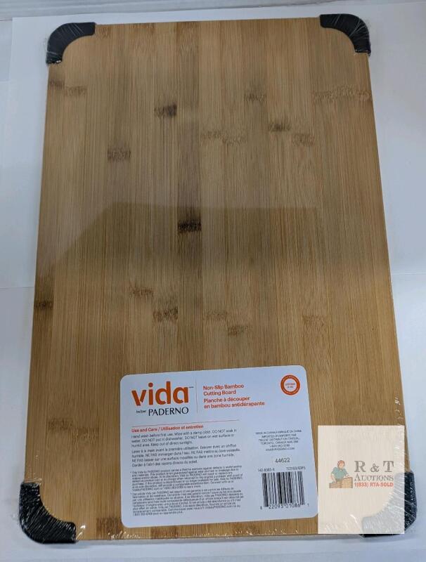 NEW Vida by Paderno 12x18&rdquo; Reversible Bamboo Cutting Board Non-Slip with Juice Well, UPC 820093108601