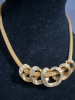 Elegant Mesh Necklace with Rhinestone Rings Matching Earrings - 2