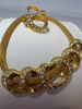 Elegant Mesh Necklace with Rhinestone Rings Matching Earrings - 4