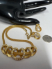Elegant Mesh Necklace with Rhinestone Rings Matching Earrings - 5
