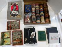 Vintage W.C. Fields Poker Set w/ Commemorative Cards, 200+ Poker Chips, Bridge Case, Unique Decks
