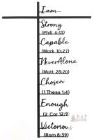 Black Metal Christian Wall Cross &ndash; "I Am" Bible Verse Inscription, 20"x16", Inspirational Decor