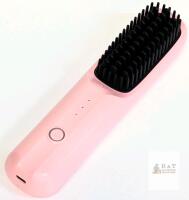 Cordless Hair Straightening Comb S7 Plus, Pink, 3 Temp Settings, Ceramic, USB Rechargeable 35W