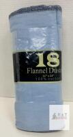 Atlas Textile Company Flannel Duster Cloths, 18 Pack, 14"x24", 100% Cotton, Light Blue, RN 65559