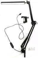 Adjustable LED Desk Lamp with Clamp, USB Powered, 20" Arm, Dimmable, Black