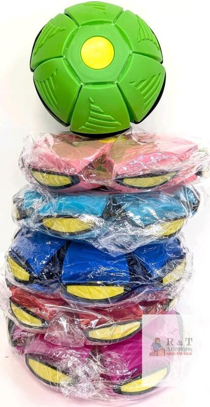 Phlat Ball Transforming Disc-Ball Toy &ndash; Green/Blue/Pink/Red, 6-Pack, New, Diameter 6"/9", HO20CL3-383430