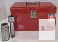 Vintage Mastercraft Metal Toolbox 13", Snap-on 1-1/8" Socket & L-42 Extension, Canada, 58-0802