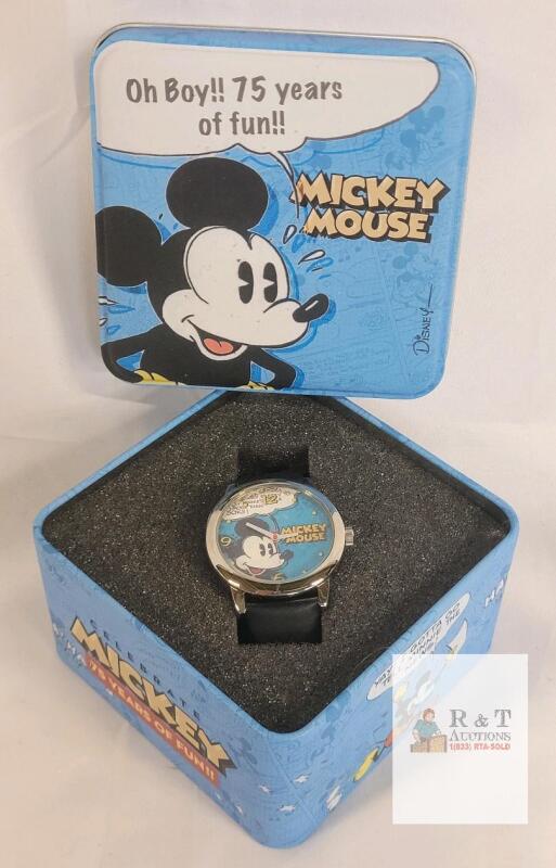 Disney Mickey Mouse 75th Anniversary Watch with Collectible Tin, Quartz Movement, 38mm Case