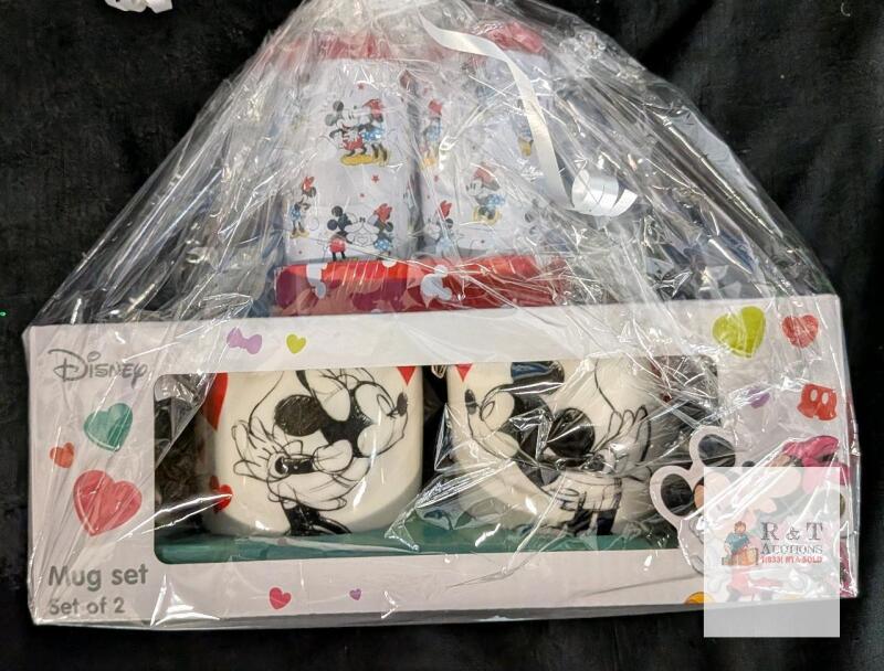 Disney Mickey & Minnie Mouse Mug Set with Salt & Pepper Shakers, 4 Piece Ceramic Gift Pack
