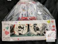 Disney Mickey & Minnie Mouse Mug Set with Salt & Pepper Shakers, 4 Piece Ceramic Gift Pack