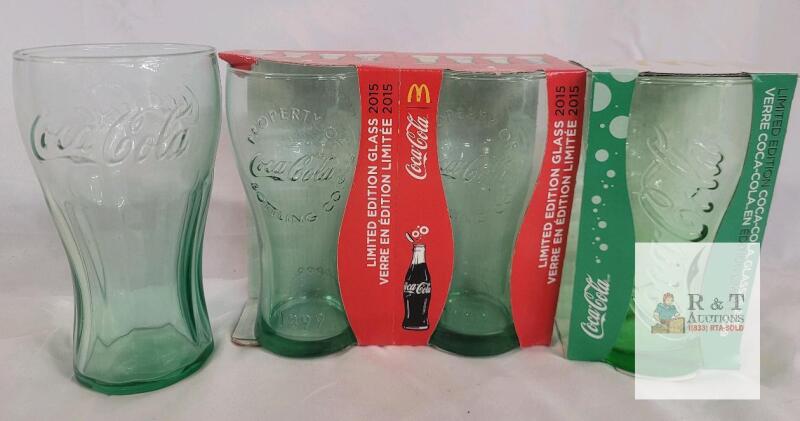 Coca-Cola McDonald's Limited Edition Collector Glasses 2015 & 2019, Set of 4, 16 oz,