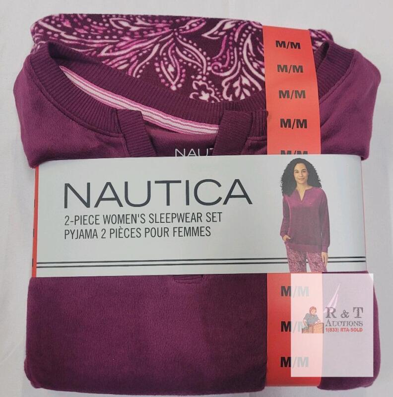 NEW Nautica Women's 2-Piece Sleepwear Set, Medium, Purple Paisley, Polyester/Spandex, Original Packaging