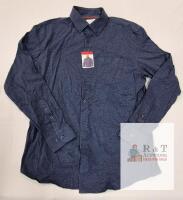 NEW Modern Ambition Men&rsquo;s Long Sleeve Button-Up Shirt, Navy Heather, M/M 15-15.5, Technical Fabric