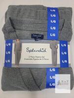 NEW Splendid Women's Grey Waffle Knit 2 Piece Pajama Set, Large, 100% Polyester, Button Up