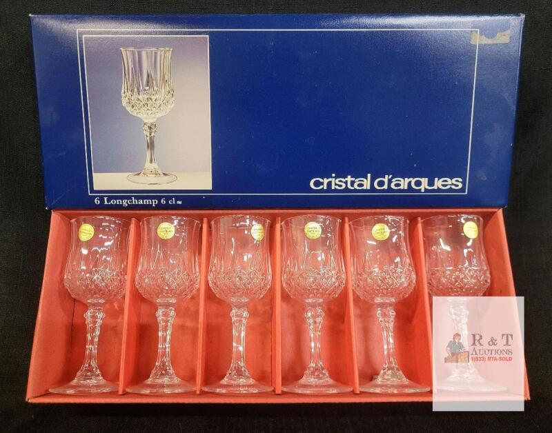 Cristal d'Arques Longchamp 6pc Lead Crystal Liqueur Glasses 2oz France in Box
