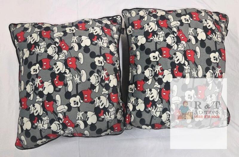 Disney Mickey Mouse Decorative Throw Pillows, Set of 2, 18"x18", Multi-color Pattern