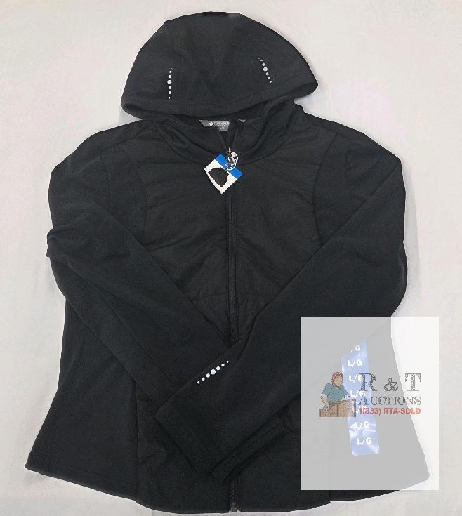 NEW Tuff Athletics Women&rsquo;s Full Zip Athletic Hoodie Jacket Large Black 1B15575, New with Tags