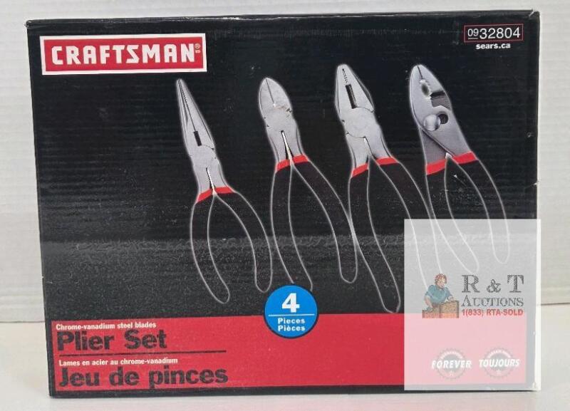 Craftsman 4-piece Plier Set 0932804, Chrome-Vanadium Steel, Dual-Layer Grips, Sealed Box