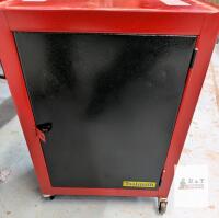 Toolsmith Steel Rolling Tool Storage Cabinet, 1 Door, Red/Black, 28" Tall with Casters,