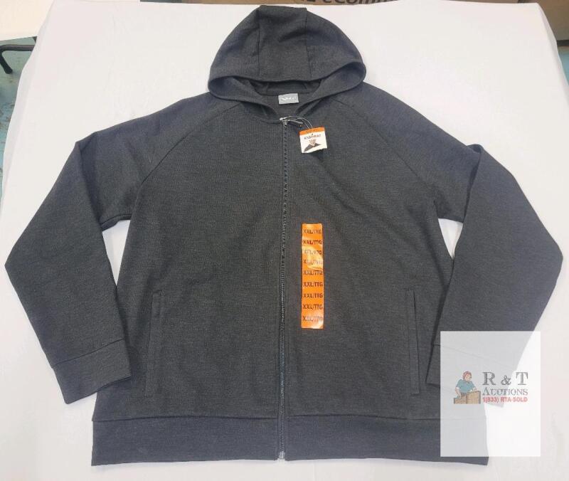 NEW 32 Degrees HEAT Men's Full Zip Hoodie, Dark Gray, Size XXL, Cotton Blend, Lightweight, With Tags