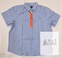 NEW GAP XXL Blue Plaid Short Sleeve Button-Down Shirt, Classic Fit, 100% Cotton, New with Tags