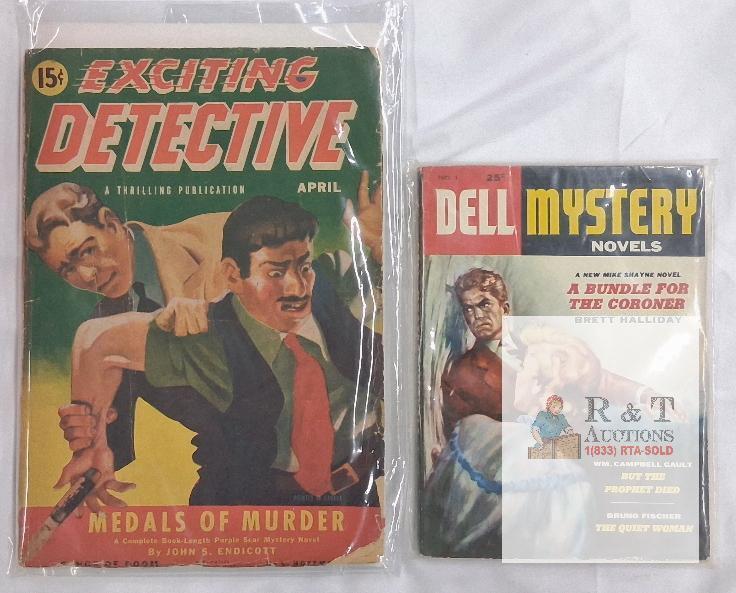 Exciting Detective April 1947 & Dell Mystery Novels No. 1 (1950) Pulp Magazines, 15&cent;/25&cent;, 128/130 Pages