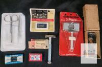 Vintage MIX SET Gillette 3-Piece Safety Razor (Sealed), Wilkinson Sword & Gillette Blades, Grooming Set