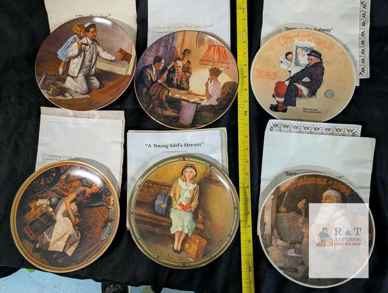 Norman Rockwell Collector Plates - 1983 & 1984 Christmas, Americana Themes, 8.5" Porcelain, COA