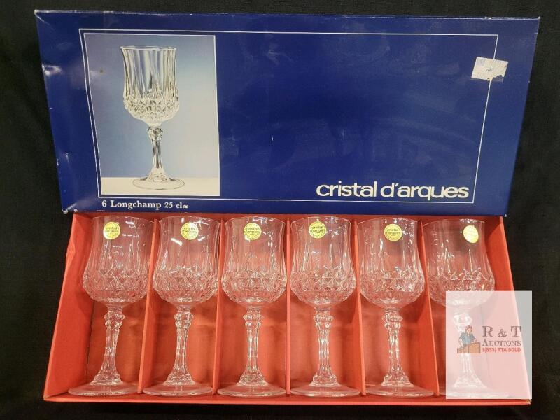Cristal d'Arques Longchamp Lead Crystal Wine Glasses, Set of 6, 8.45 fl oz, Original Box, France