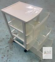 Comfort Living 3-Drawer Plastic Storage Cart with Wheels, White Frame & Clear Drawers, APPROX 14.5"x12.6"x24.6"
