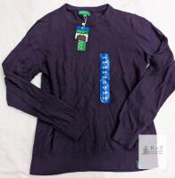 NEW United Colors of Benetton Purple Long-Sleeve Crew Neck Sweater, Size L/G, 100% Cotton