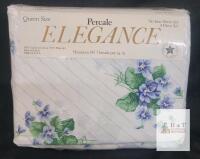 NEW Queen Size Elegance Percale Sheet Set, 4 Piece, 50/50 Cotton-Poly, 180 Thread, Floral, Made in USA