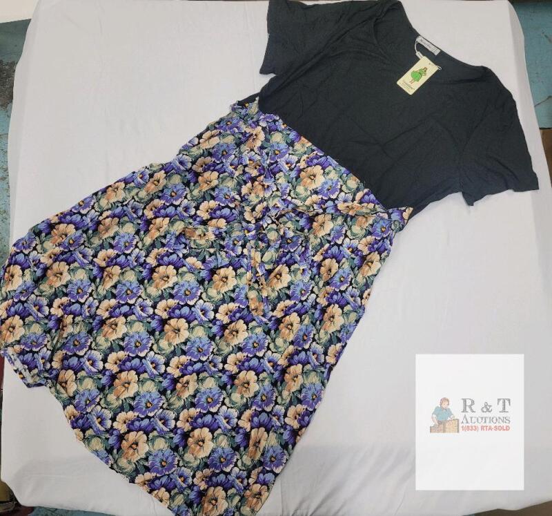 NEW Nemidor Plus Size Collection Fit-and-Flare Floral Dress, US 22/UK 26/EU 54, Black & Purple