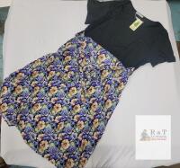 NEW Nemidor Plus Size Collection Fit-and-Flare Floral Dress, US 22/UK 26/EU 54, Black & Purple