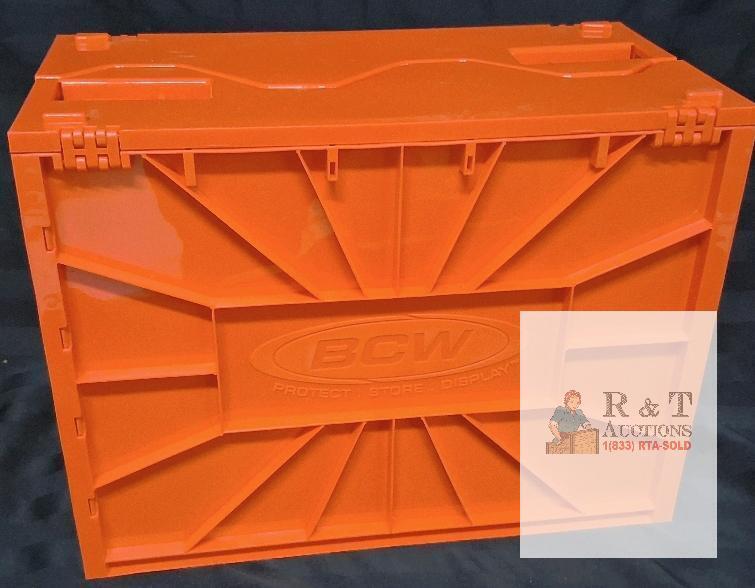 BCW Orange Card Storage Tote, Stackable Collectible Trading Card Bin, 16.25"x8.5"x6"