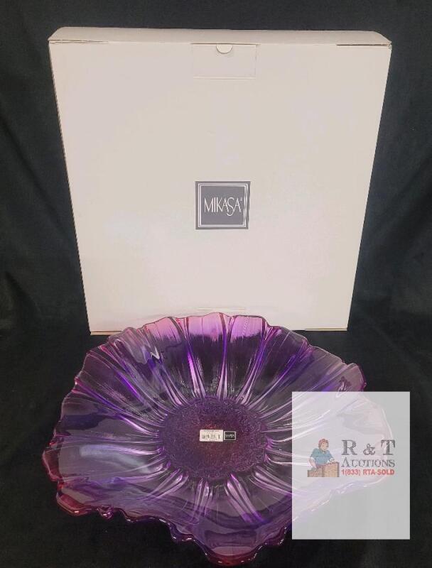 Mikasa Sunflower Lilac 17" Glass Platter &ndash; Germany, SA 986/743, in Original Box