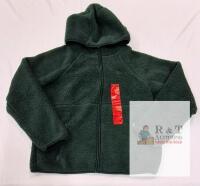 NEW Sierra Designs Medium Fleece Hooded Jacket, Dark Green, Full Zip, 2 Zippered Pockets