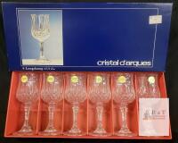 Cristal d'Arques Longchamp Wine Glasses, Set of 6, 17.5 cl, Clear Lead Crystal, France, Boxed