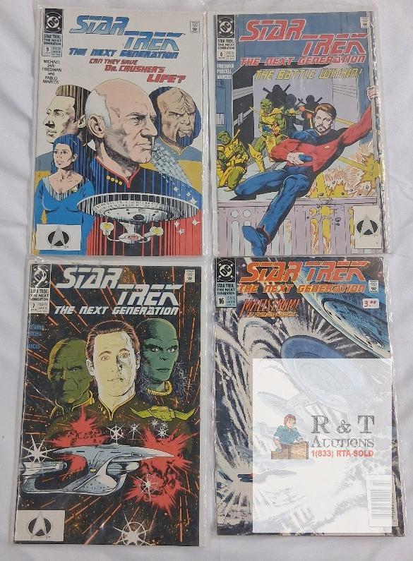 Star Trek: The Next Generation DC Comics Issues #4, #8, #9, #16, 1989-90, Bagged, VF Condition