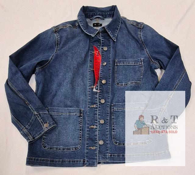 NEW Well Worn Denim Chore Jacket Blue, Size Medium, 100% Cotton, Made in China, Utility Style