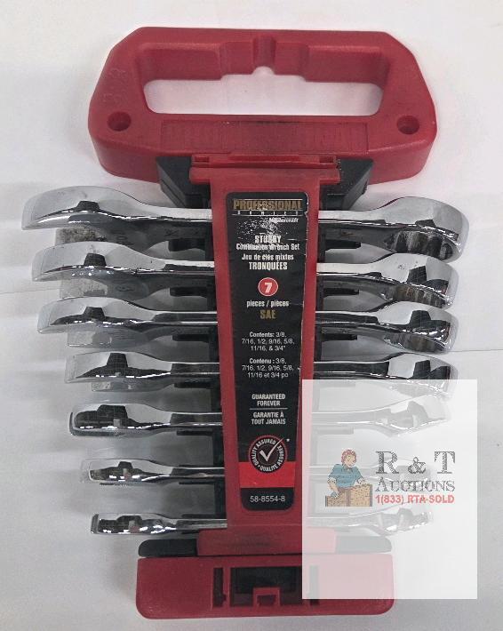 Mastercraft Professional Series Stubby SAE 7-Piece Combination Wrench Set 3/8" to 3/4" 58-8554-8